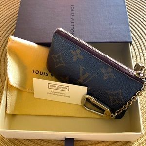 Louis Vuitton Monogram Key Pouch in Brown with Gold Hardware